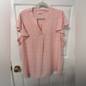 Women’s pink split neck top